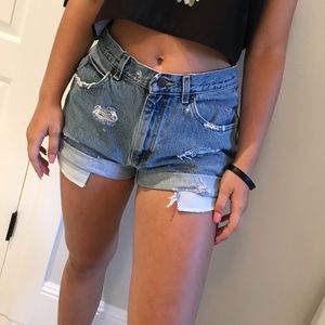 Distressed High Waisted Denim Jean Shorts